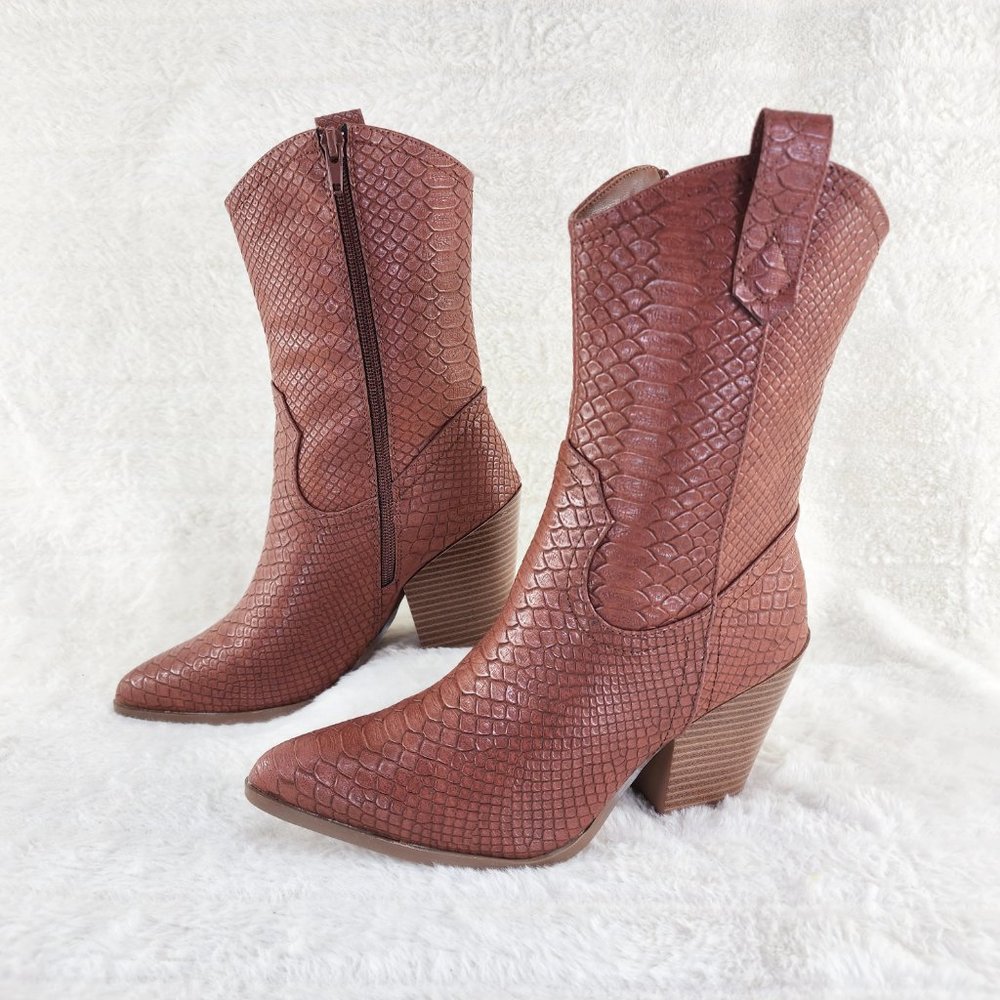 Brown Textured Ankle Boots